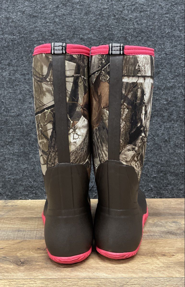 HISEA Women's Neoprene Camo Rubber Hunting Rain Boots Brown Pink Size 9.5