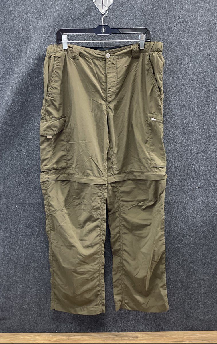 Columbia Men's Green Khaki Convertible Cargo Hiking Pants Zip-Off Size 36x32