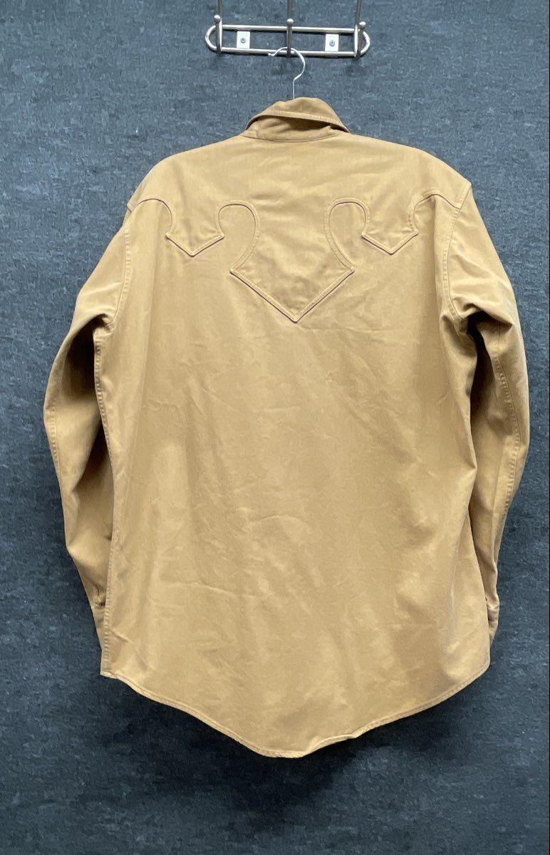 R.GOOD Men's Vintage 90s Tan Western Pearl Snap Shirt Sz 16.5x35