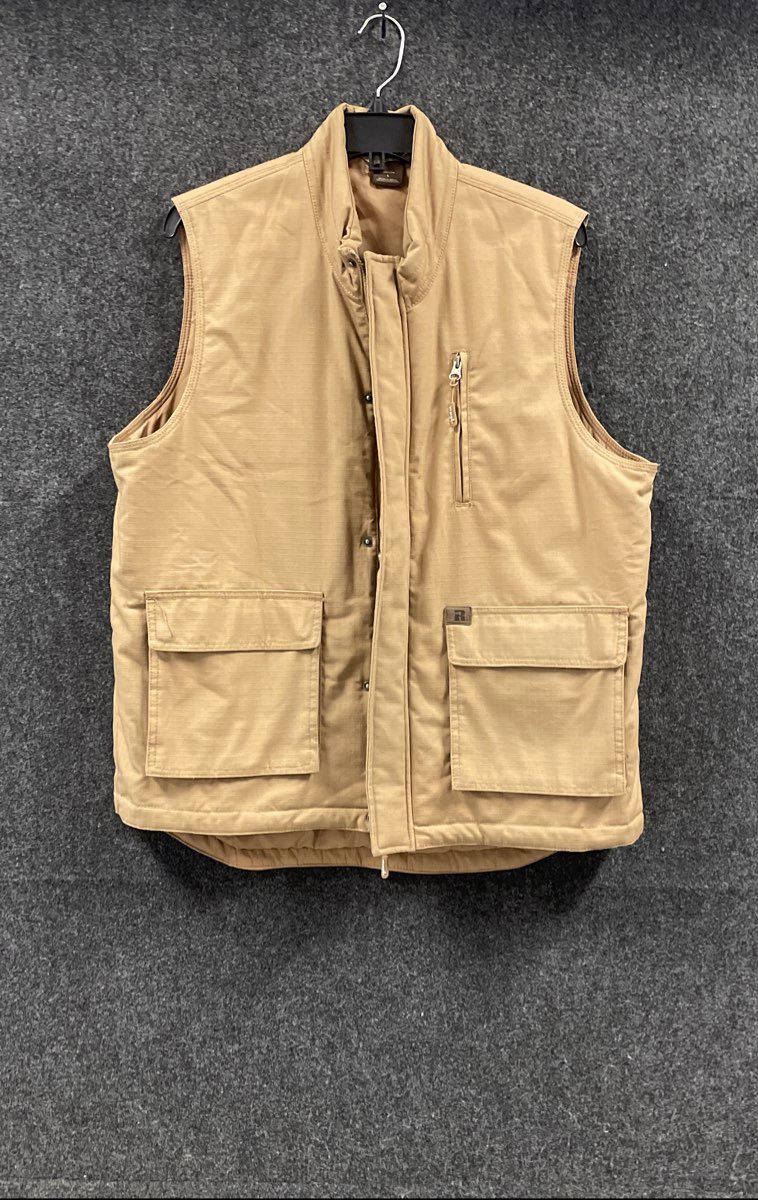 Wrangler Men's Tan Ripstop Canvas Insulated Zip Front Work Vest Sz Large