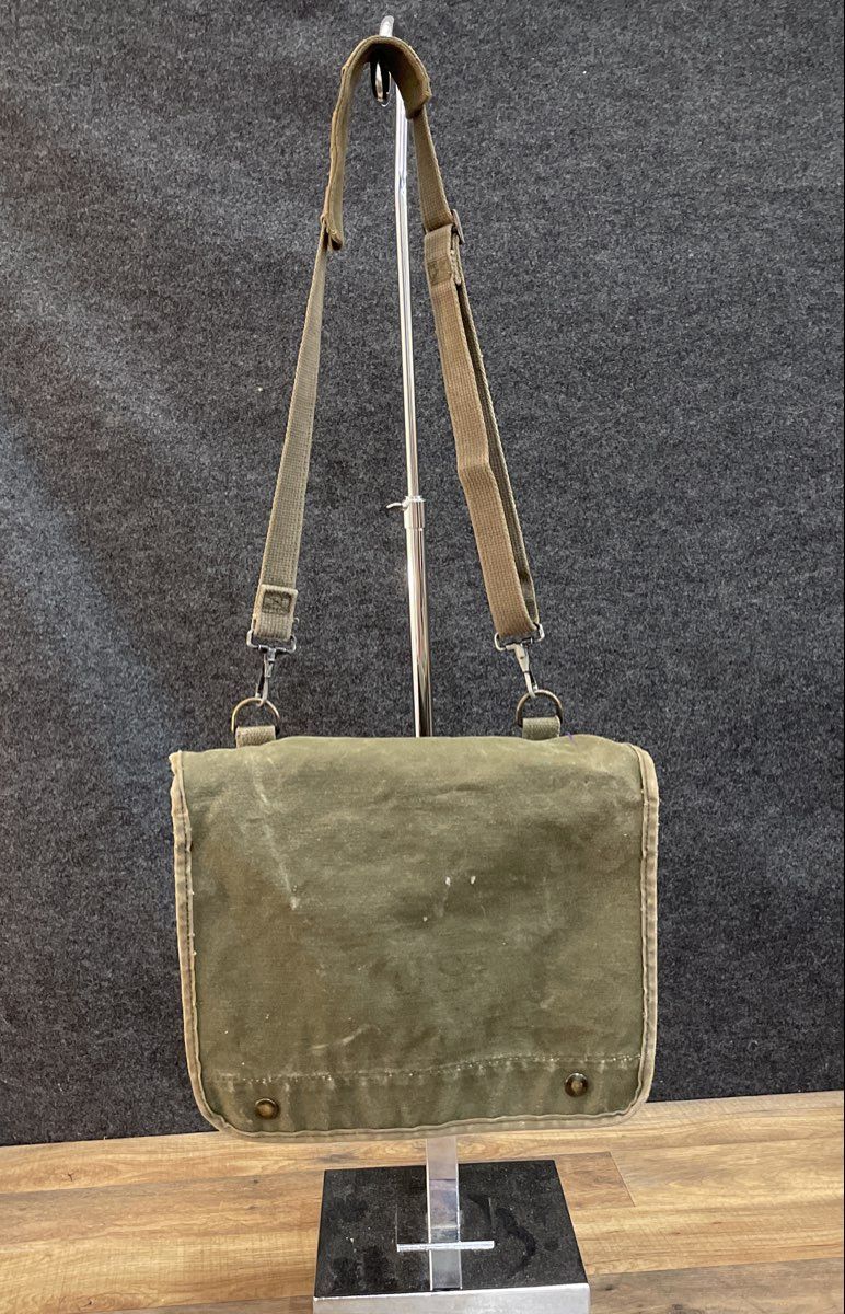 Vintage US Military Olive Drab Canvas Messenger Field Bag Satchel
