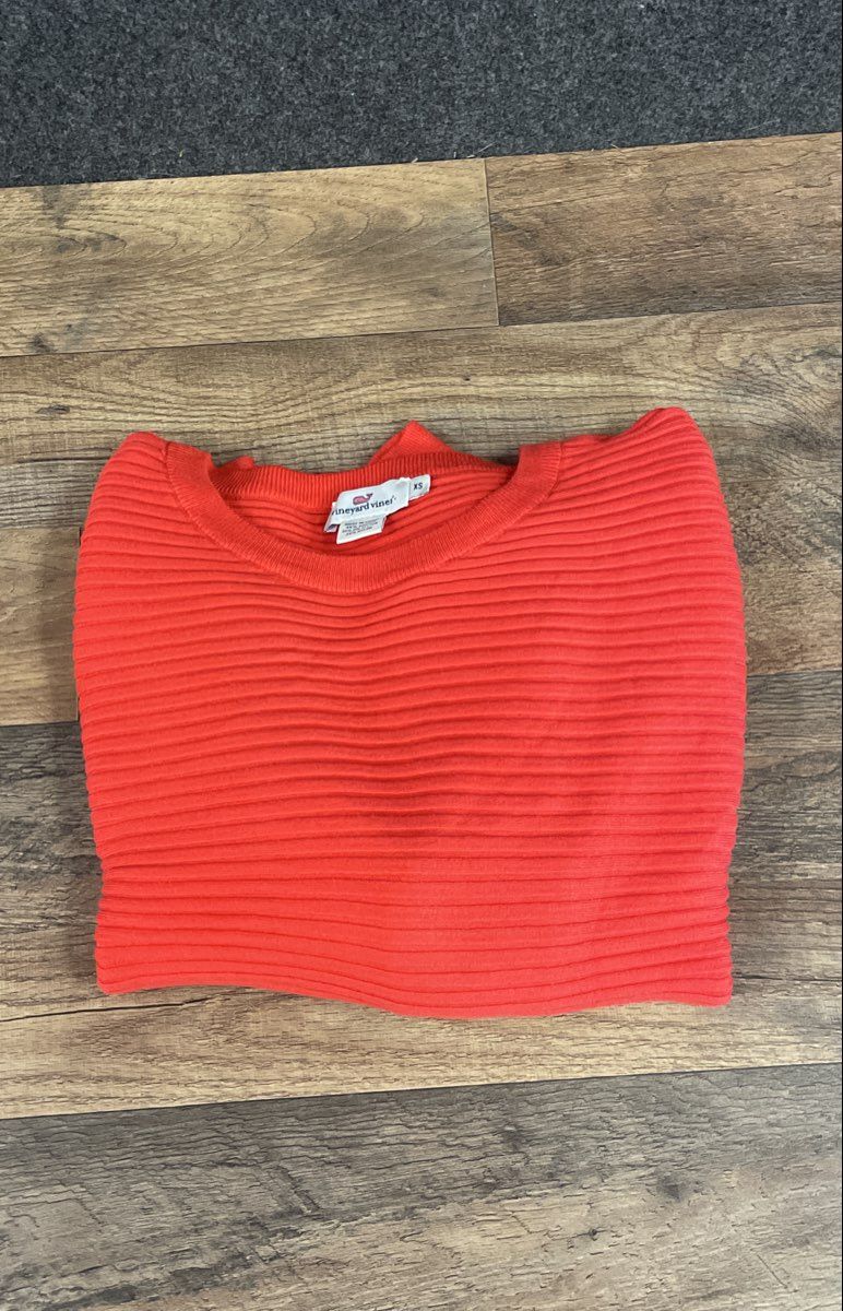 Vineyard Vines Women's Coral Ribbed Knit Dolman Crewneck Sweater Sz XS