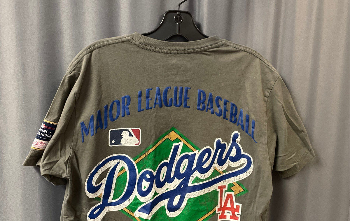 Mitchell & Ness LA Dodgers MLB Graphic T-Shirt Double Sided Gray Sz M