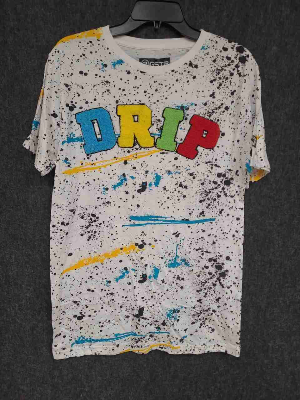 RGSTR Men's White Paint Splatter Drip Graphic Cotton T-Shirt Size Medium