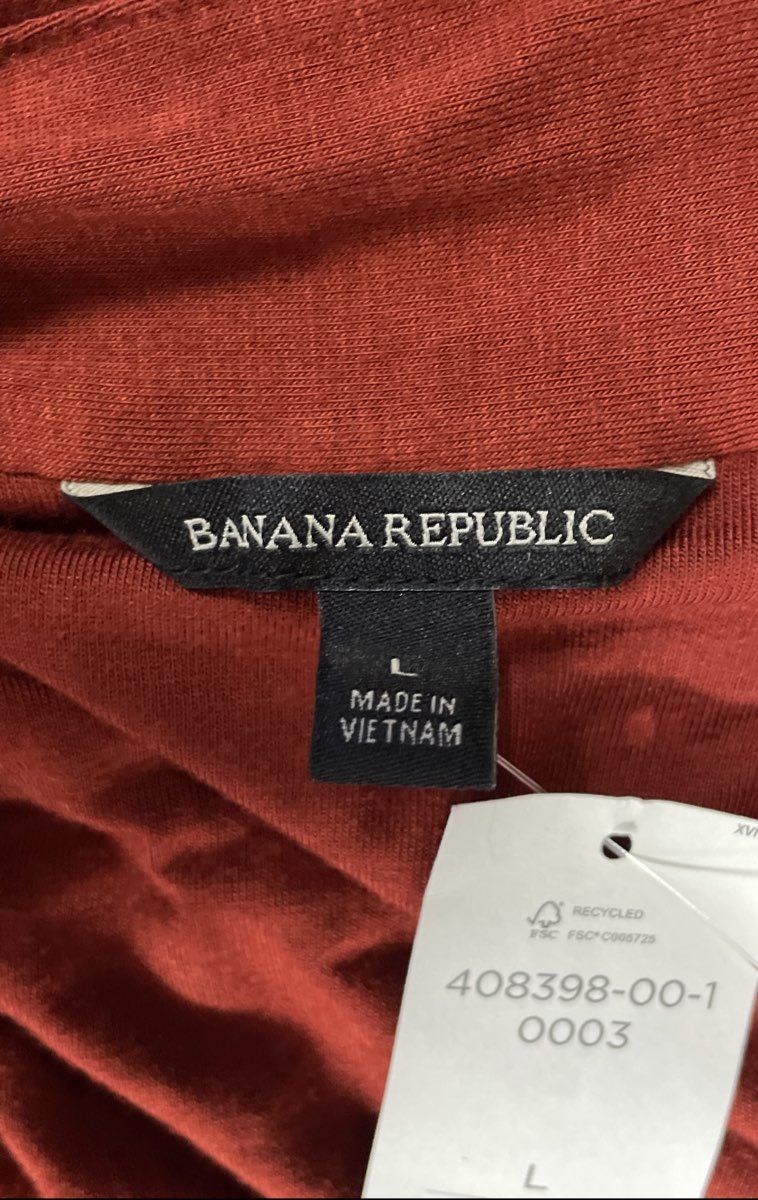 Banana Republic Women's Orange Draped Faux Wrap Dress Short Sleeve Sz L NWT