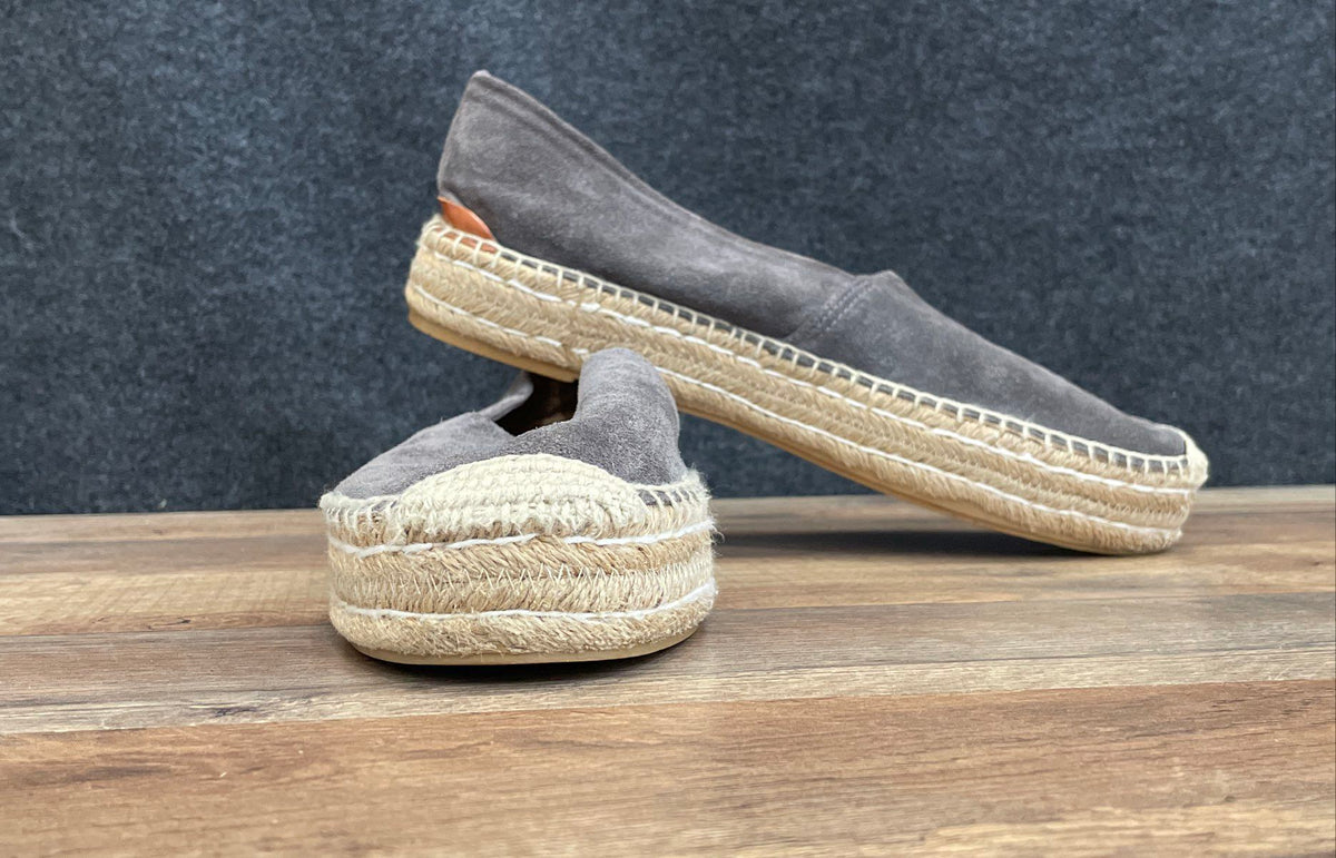 Patricia Green Grey Suede Platform Espadrille Loafers Spain Women's Size 10