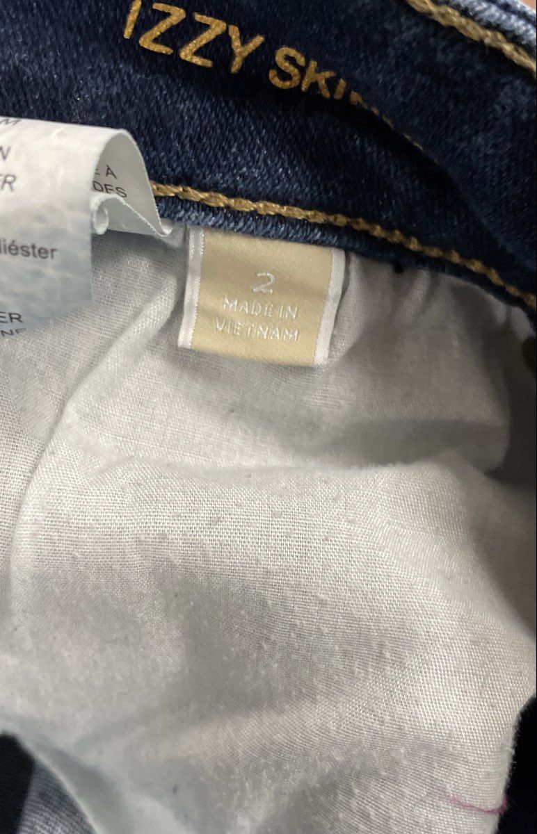 Michael Kors Women's Izzy Skinny Blue Dark Wash Cargo Stretch Jeans Sz 2