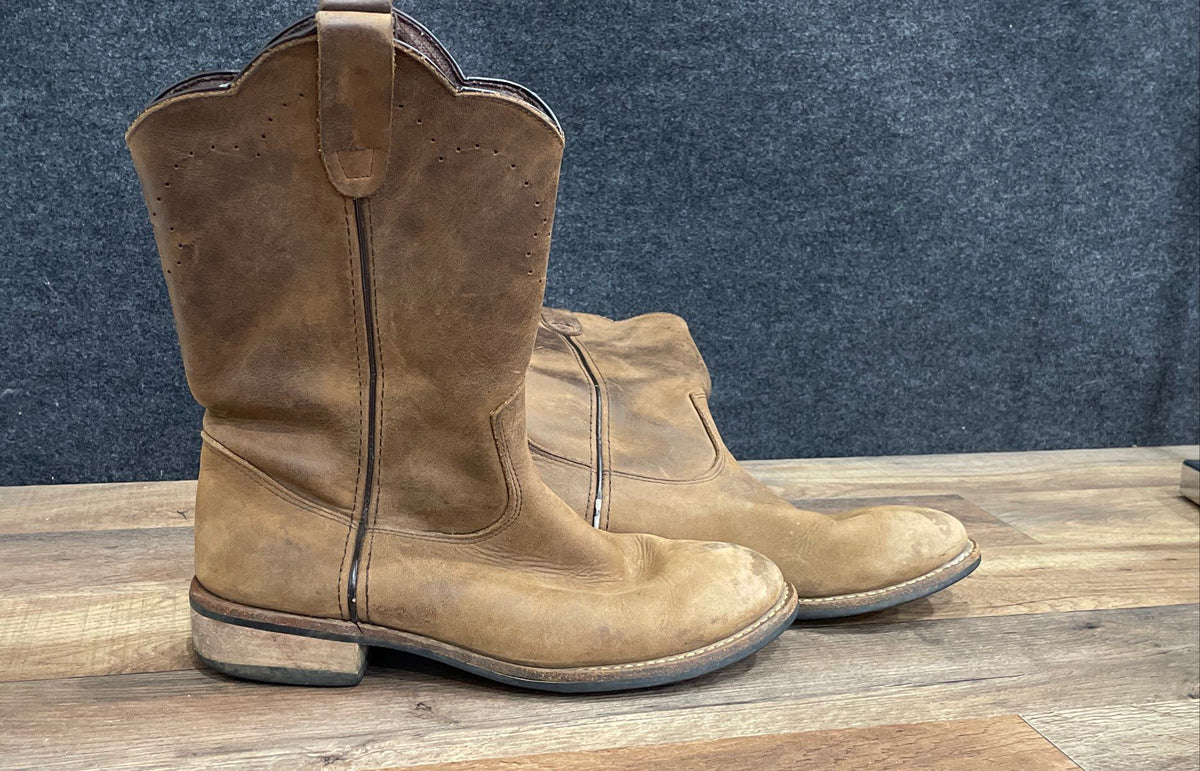 Redhead Tan Leather Pull-On Roper Work Boots Men's Size 8M