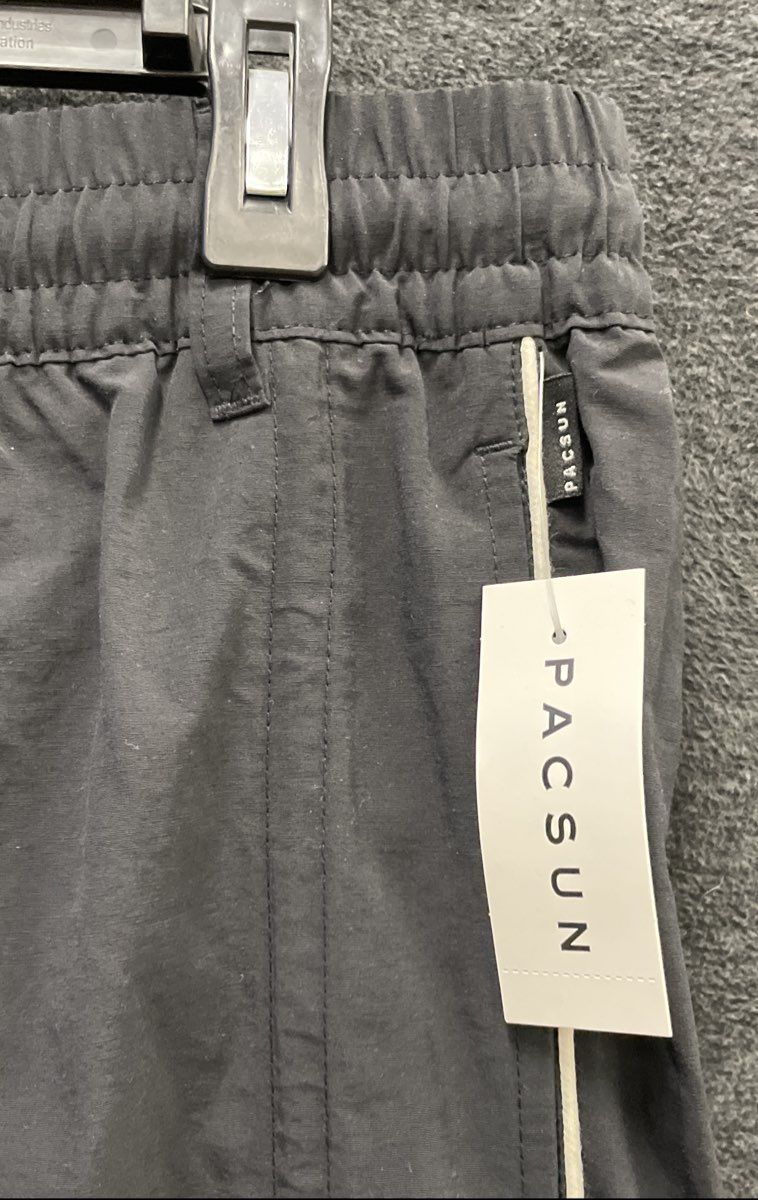 PACSUN Men's Black Baggy Nylon Cotton Blend Track Pants Piping NWT Sz L