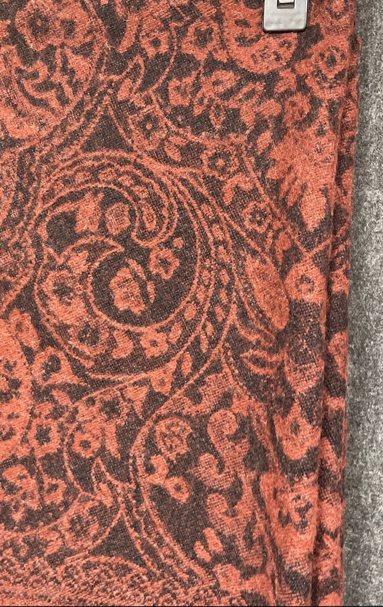 Unbranded Rust Orange Black Paisley Damask Woven Scarf Shawl Wrap Tassel Fringe