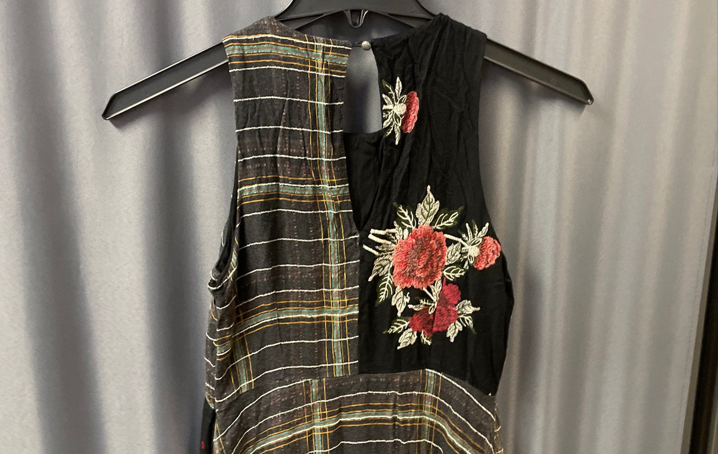 Maeve Anthropologie Women Mixed Fabric Floral Plaid Polka Dot Dress Size 4