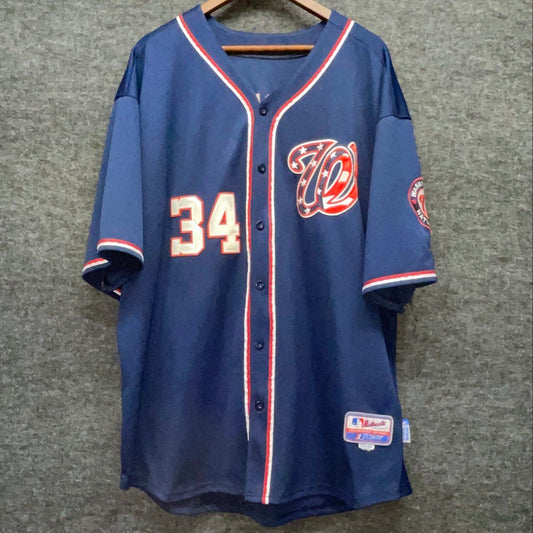 Vintage 2010s Washington Nationals Bryce Harper #34 Jersey Majestic Sz 56