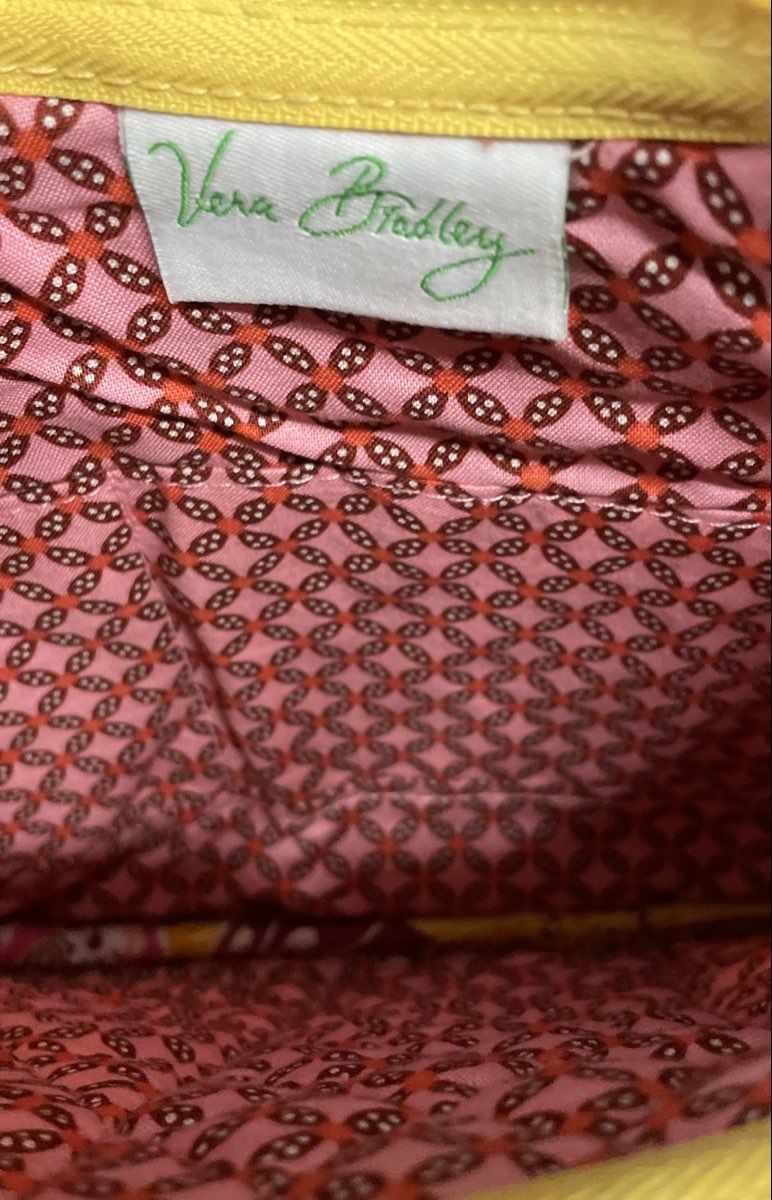 Vera Bradley Pink Yellow Floral Quilted Cotton Small Hobo Shoulder Bag