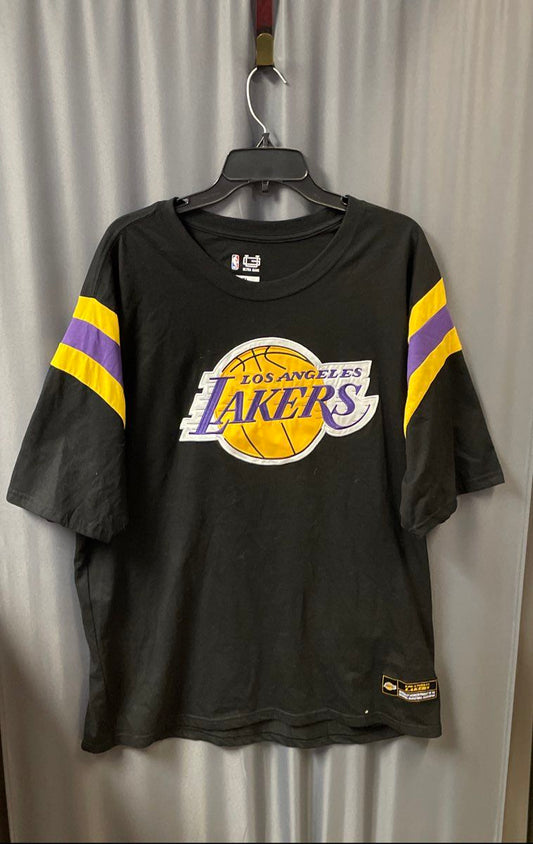 Ultra Game Men's NBA LA Lakers Embroidered Black Striped Sleeve T-shirt Sz XL