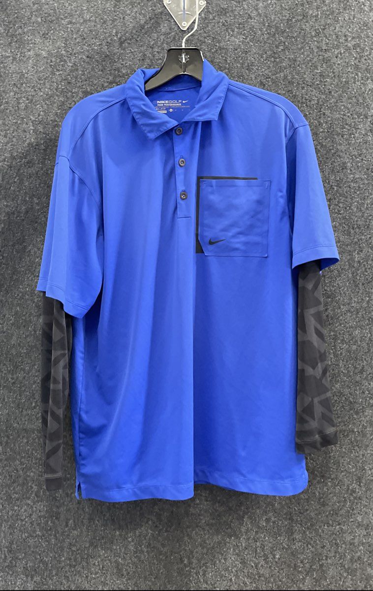 Nike Golf Men's Blue Dri-Fit Tour Performance Long Sleeve Polo Sz M