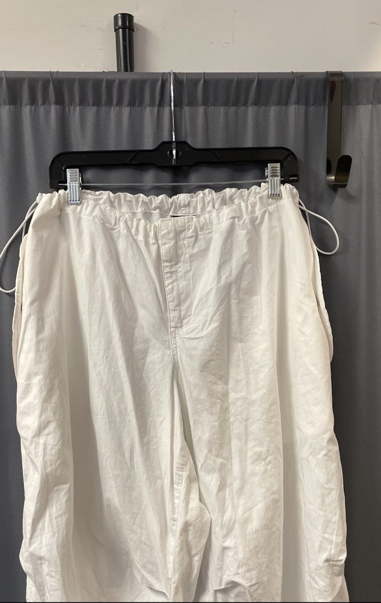 iets frans... White Drawstring Parachute Pants Cotton Baggy Joggers Sz L