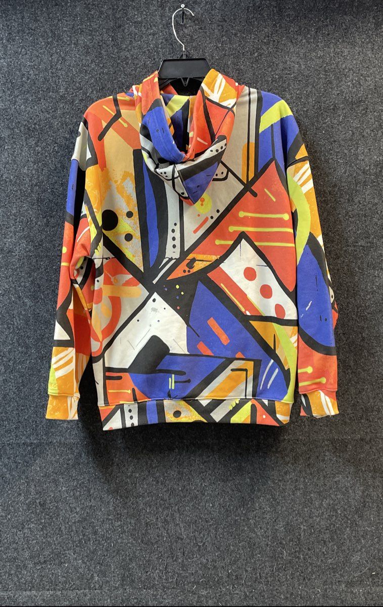 DSG Men's Multicolor Abstract Geometric Graffiti Print Hoodie Sz XL