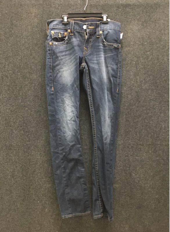 True Religion Men's Blue Slim W/ Flap Pockets Horseshoe Jeans Size 28