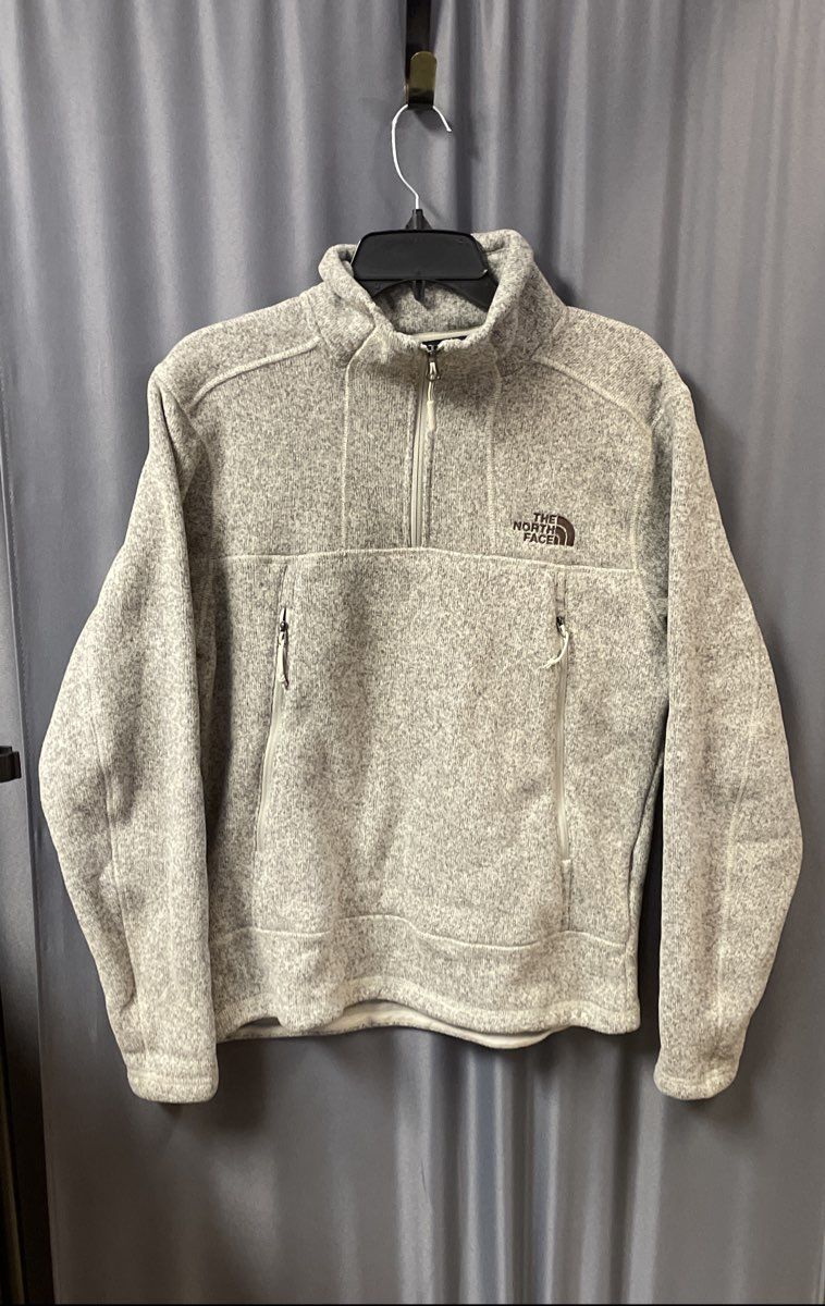 The North Face Men's Gray Heather 1/4 Zip Sweater Fleece Pullover Jacket Sz S