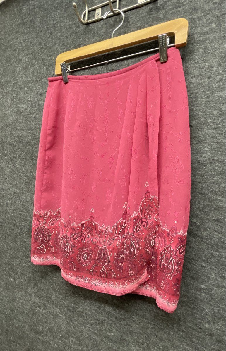 Worthington Women's Pink Floral Paisley Border Print A-Line Skirt