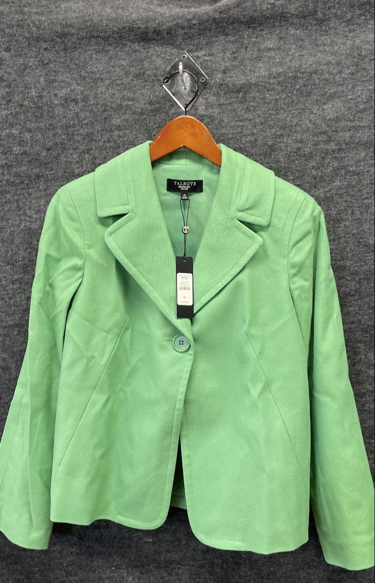 Talbots Women's Green Textured Single Button Petite Jacket Sz 6P NWT