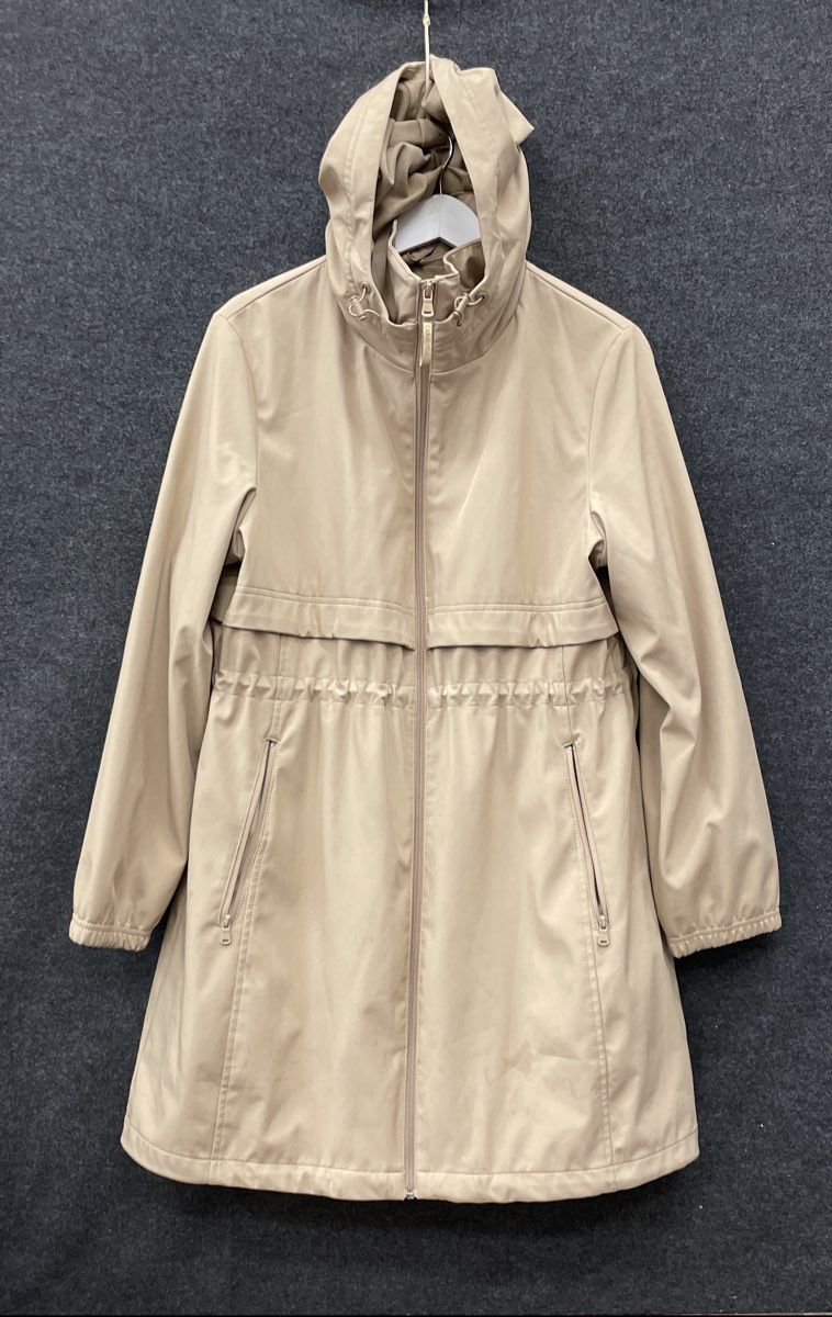 Woolrich Women's Beige Hooded Parka Coat Drawstring Waist Size M
