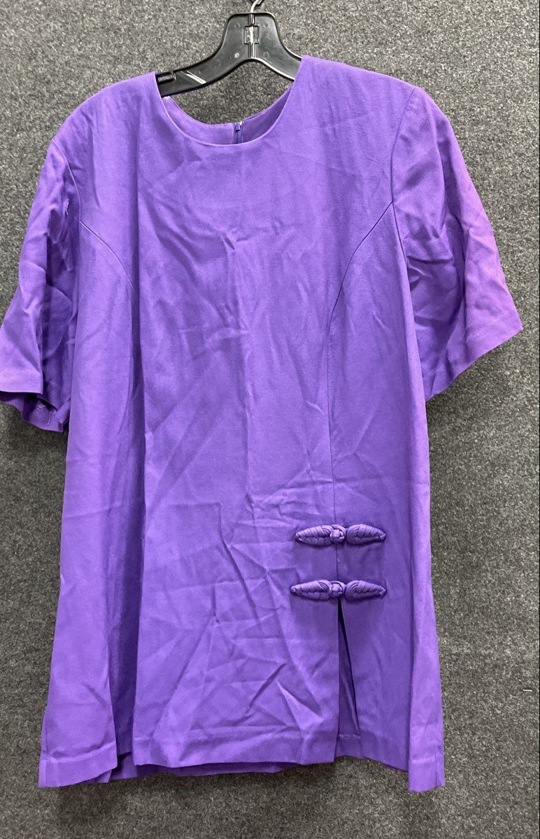 Vintage 90s Stuart Alan Women's Purple 2-Piece Dress Set Frog Closures Sz 14