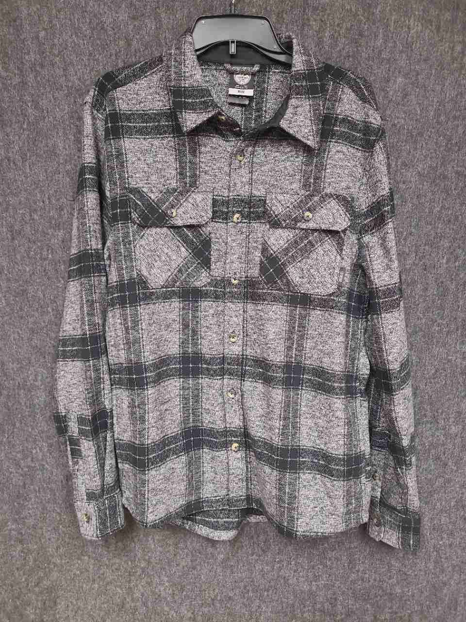 Colorado Clothing Men's Gray Black Plaid Cotton Blend Button Down Shirt Sz M