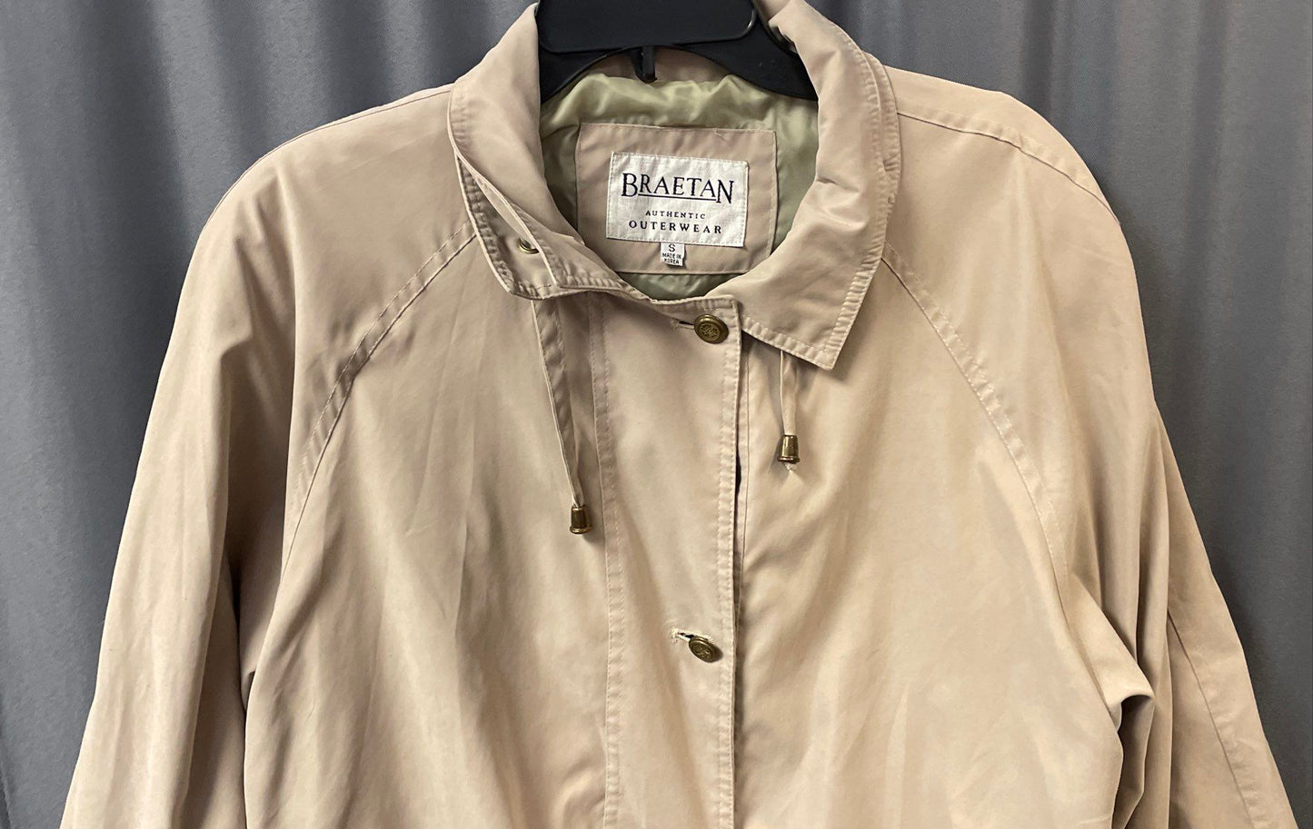 Vintage 90s Braetan Women's Beige Storm Flap Drawstring Waist Jacket Sz S