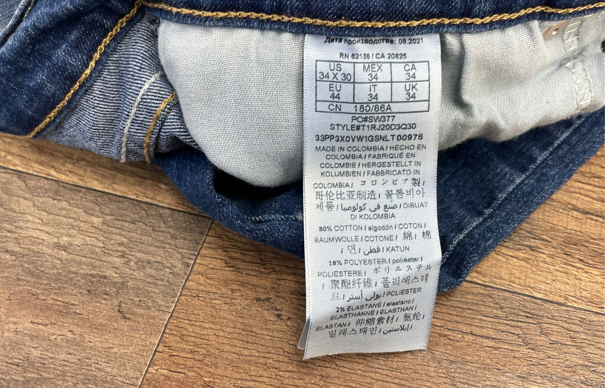 Guess Men's Lincoln Slim Straight Jeans Blue Faded Wash Stretch Sz 34x30