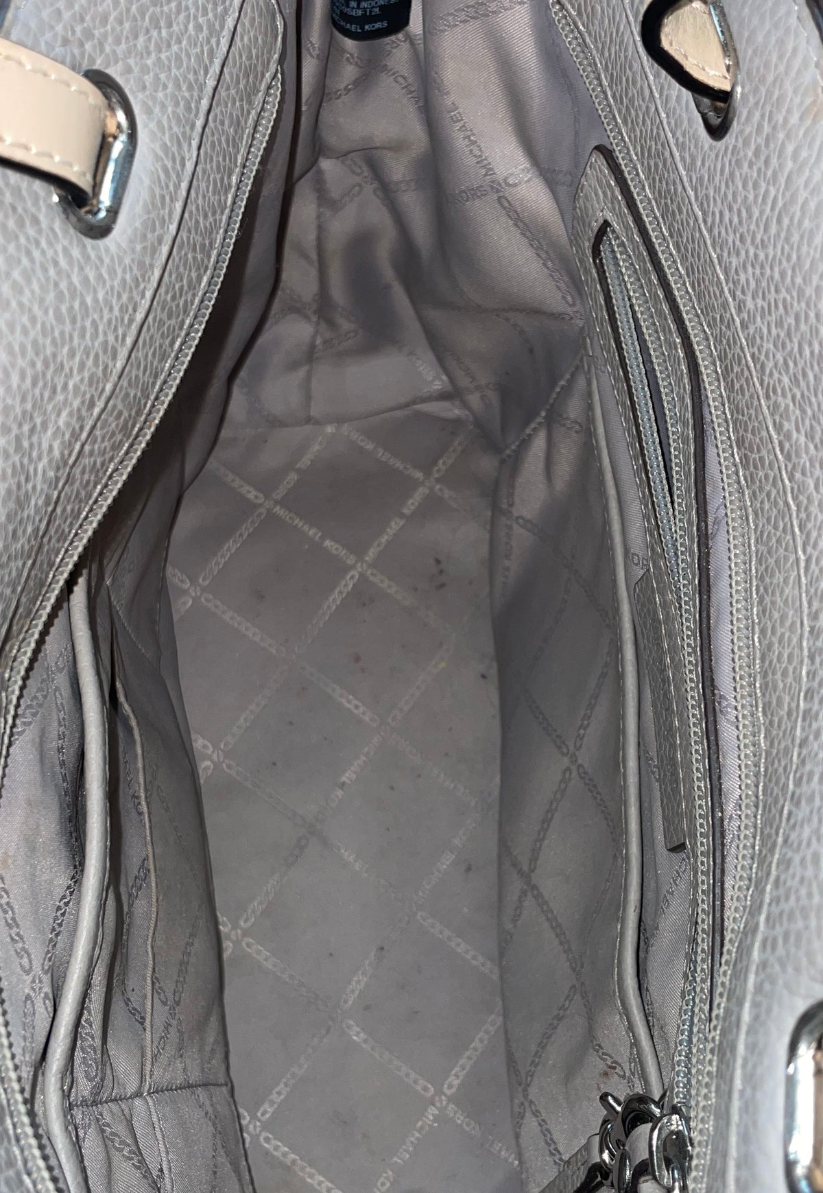 Michael Kors Grey Pebbled Leather Tote Bag Silver Hardware