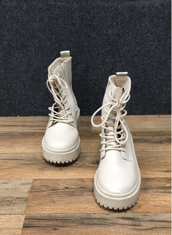Zara Wednesday Nevermore Academy Cream Platform Combat Boots Size 36