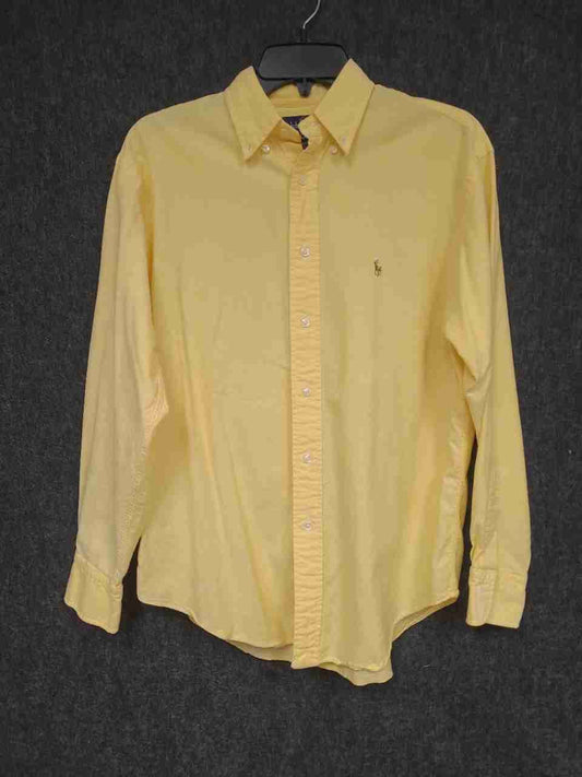 Ralph Lauren Boys' Yellow Long Sleeve Cotton Button Down Shirt Pony Logo Sz 8