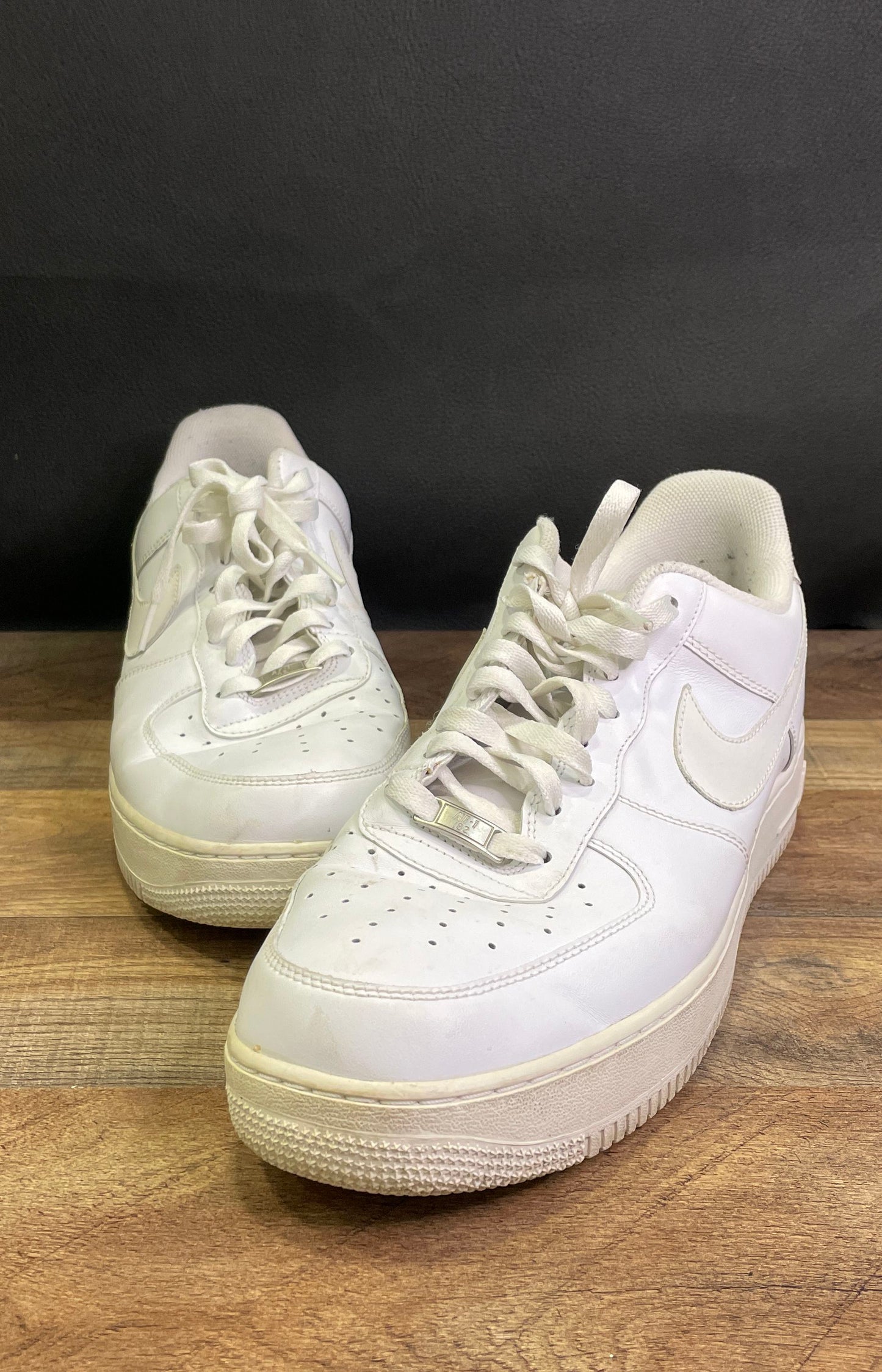 Nike Air Force 1 '07 Low Triple White Leather Sneakers Men's Size 13