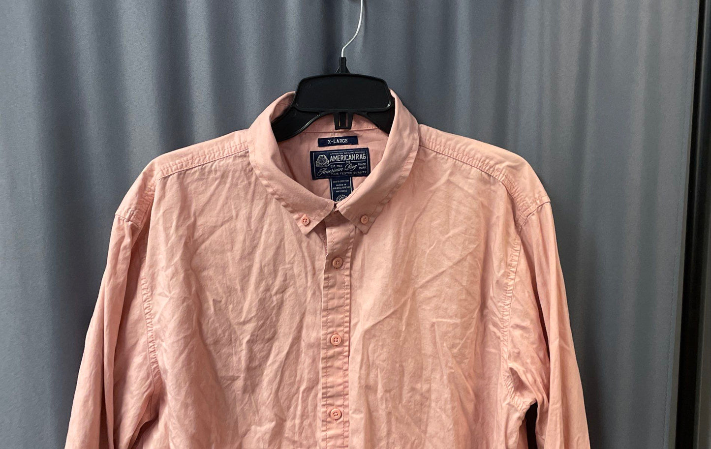 American Rag Men's Pink Long Sleeve Cotton Button Down Shirt Sz XL