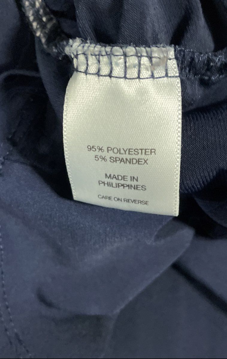 New York & Company Women's Navy Blue Beaded Keyhole Ruched Stretch Top Sz S
