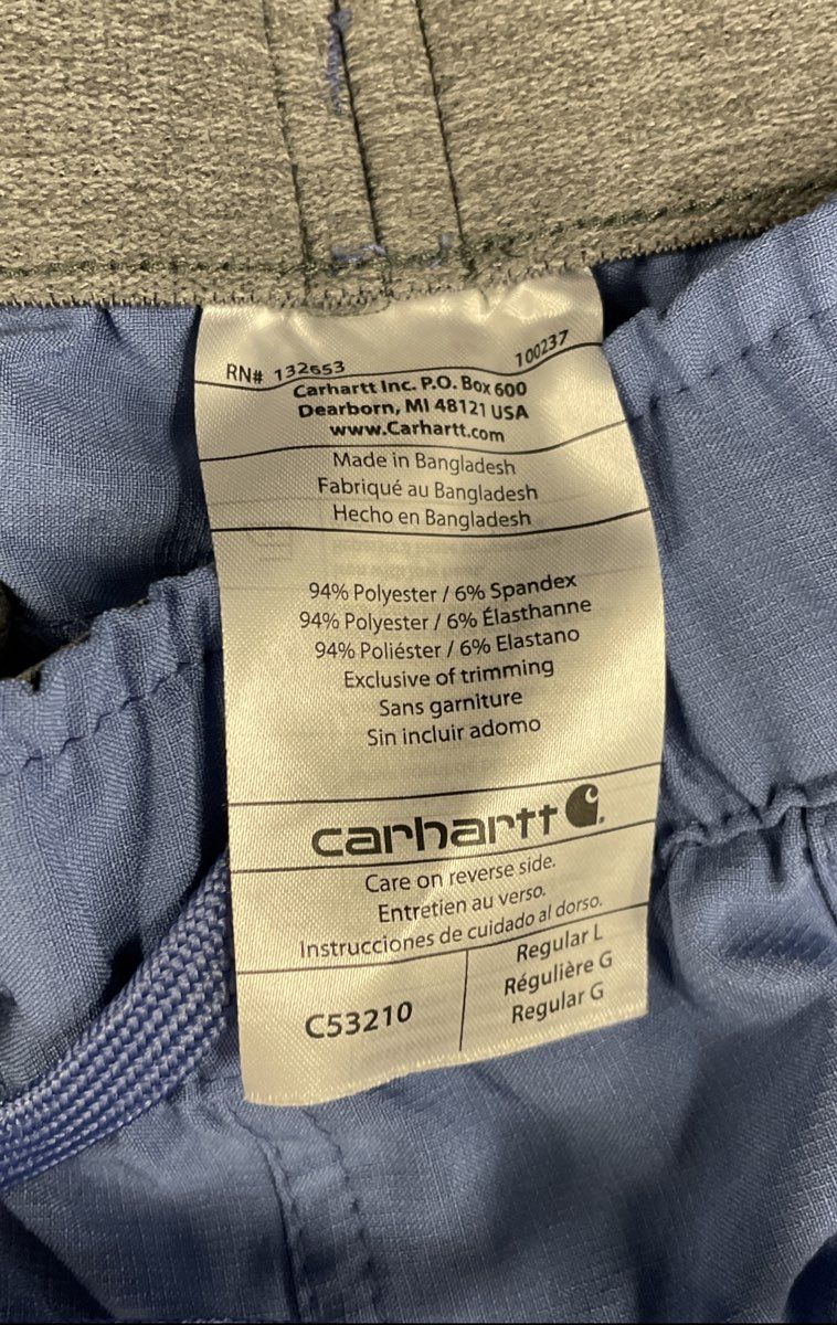 Carhartt Women's Scrub Set Blue Force Modern Fit V-Neck Cargo Pants Sz L