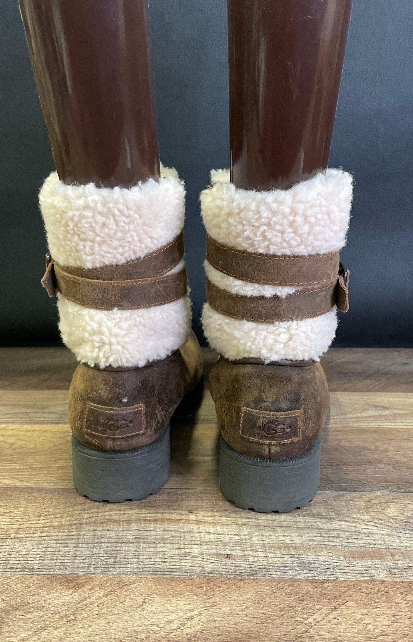 UGG Blayre III Brown Leather Shearling Lined Ankle Boots Women's Size 10