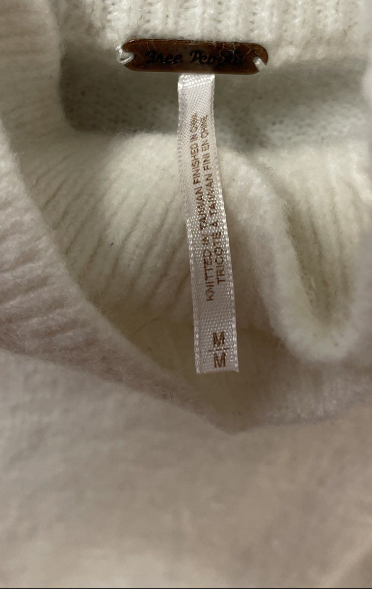 Free People Women's Afterglow Mock Neck Sweater Ivory Wool Blend Sz M