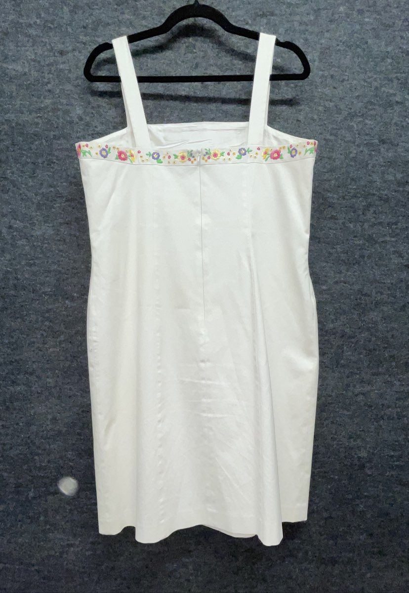 Anne Alexander Women's White Floral Embroidered Sleeveless Sheath Dress Size M