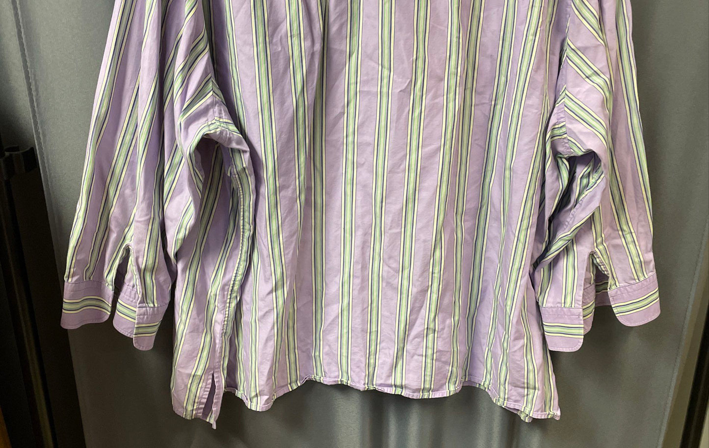 Lauren Ralph Lauren Women's Purple Green Striped Button Down Shirt Top Sz 3X