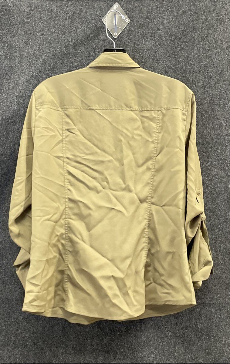 Michael Kors Women's Olive Green Utility Full Zip Roll Tab Shirt Jacket Sz L