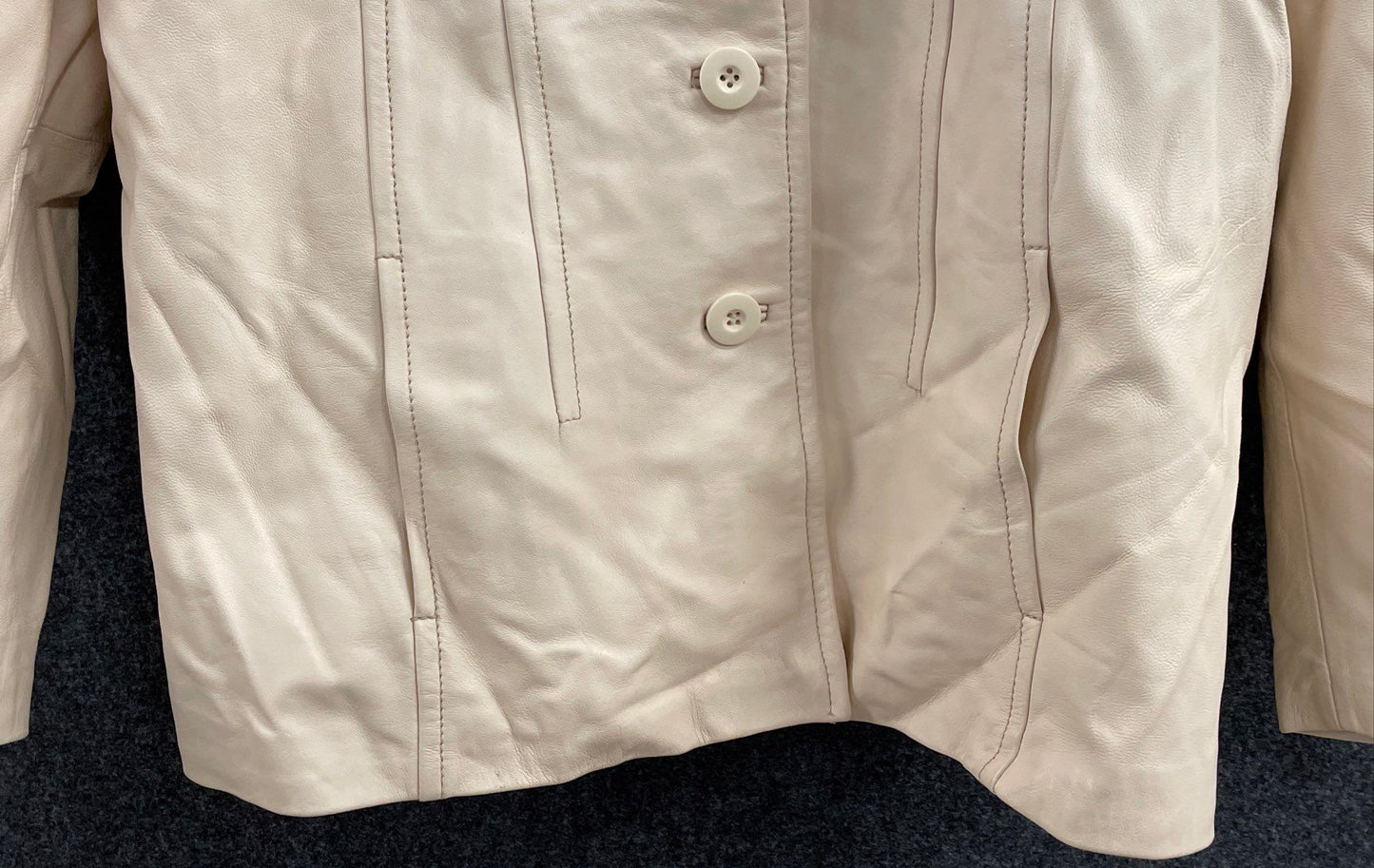Wilsons Leather Pelle Studio Women's Cream Blazer Jacket Vintage Y2K Sz M