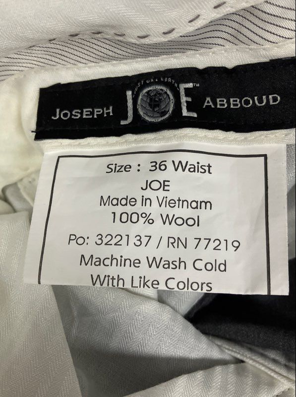 Joseph Abboud Men's Gray JOE Survival Pant 2.0 100% Wool Dress Pants Sz 36 NWT