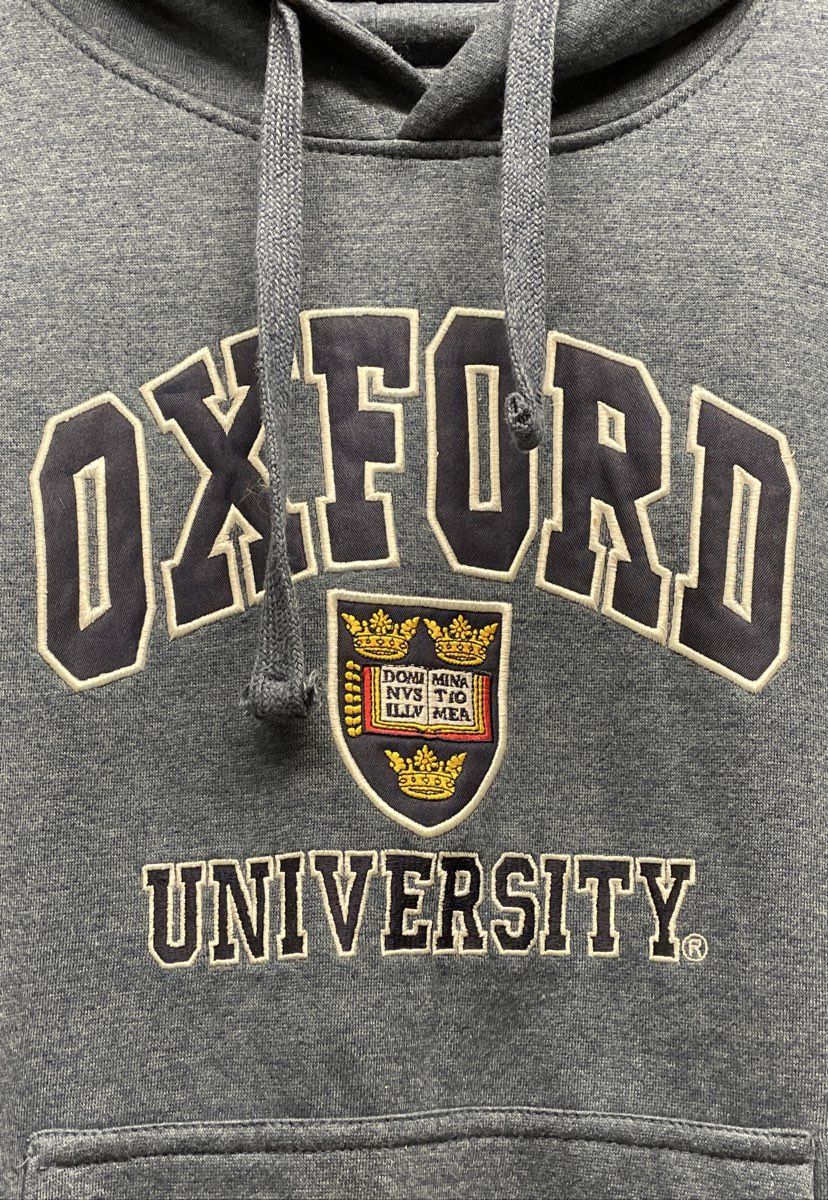 Oxford University Men's Hoodie Heather Blue Crest Logo Graphic Pullover