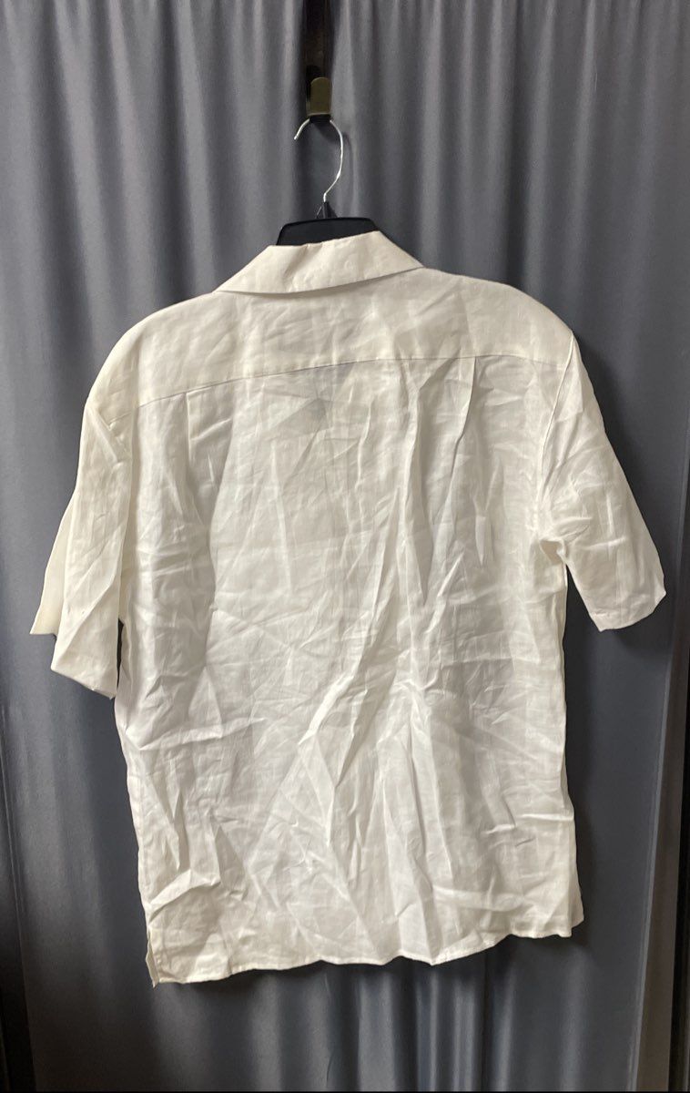 Vintage 90s Pronti Men's White 100% Linen Short Sleeve Button Up Shirt Sz L