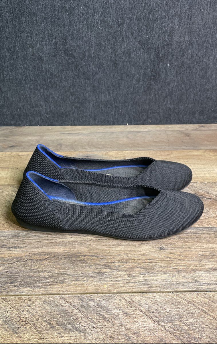 Rothy's The Flat Black Solid Knit Ballet Flats Women's Size 8