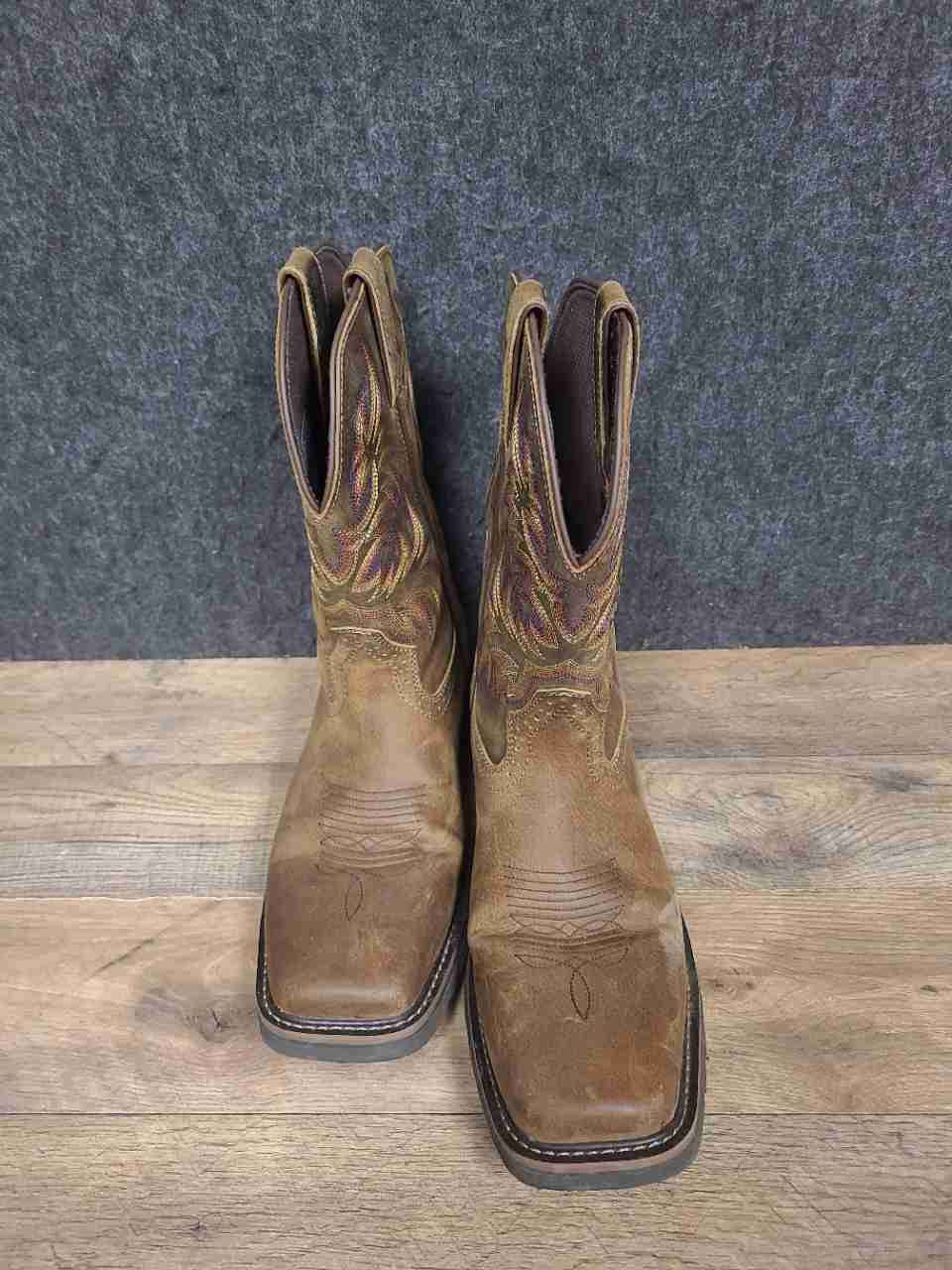 Justin Stampede Driller SE4681 Brown Leather Square Toe Work Boots Size 10.5 EE