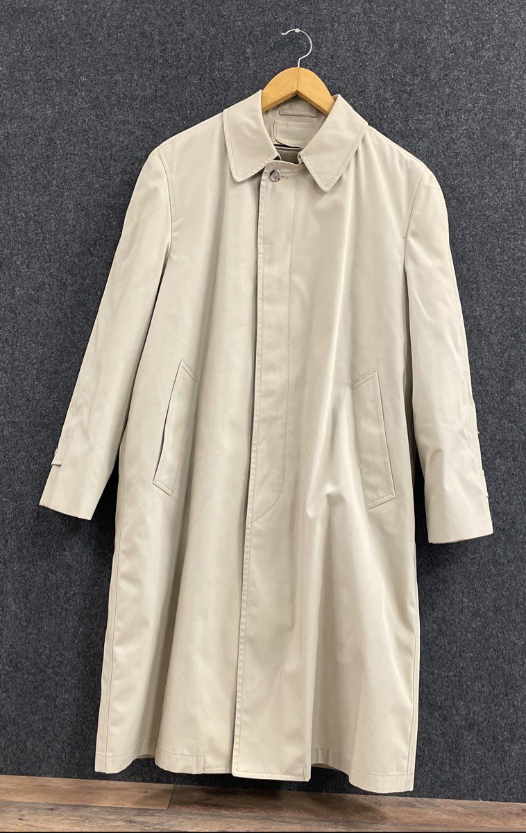 Vintage 80s London Fog Men's Beige Trench Coat Wamsutta Liner Sz 40 Short