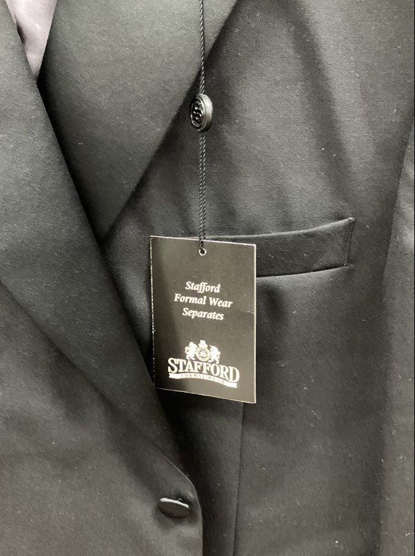 Stafford Men's Black Wool 1-Button Formal Tuxedo Jacket Dinner Coat NWT Sz 50R